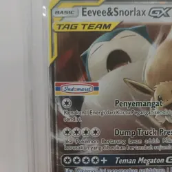 Eevee & Snorlax GX 166 | Pokemon Indomaret Stamped Promo Indonesian PSA 9 MINT - Image 2