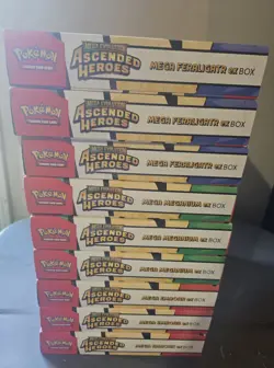 Pokemon Ascended Heroes Mega EX Box Meganium Emboar Feraligatr Lot Of 9 NEW - Image 1