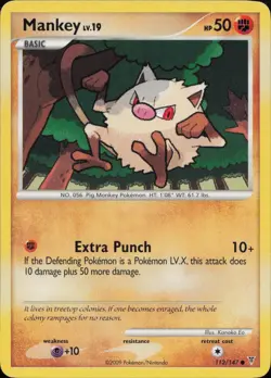 Mankey 112/147 Common Supreme Victors Pokemon Lightly Played - Image 1