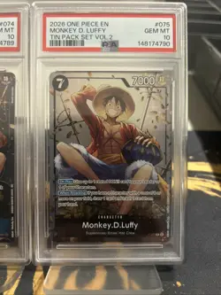 Luffy P-075 Ace And Sabo English Promo Tin Set Vol 2 Complete Set PSA 10 Serial - Image 2