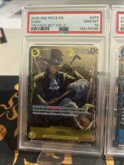Luffy P-075 Ace And Sabo English Promo Tin Set Vol 2 Complete Set PSA 10 Serial - Image 4
