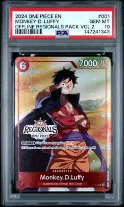 ONE PIECE MONKEY D. LUFFY 2024 OFFLINE REGIONALS PACK 2024 VOL.2 #001 PSA 10 - Image 1
