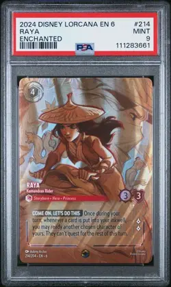 2024 DISNEY LORCANA EN 6-AZURITE SEA ENCHANTED #214 RAYA - KUMANDRAN RIDER PSA 9 - Image 1