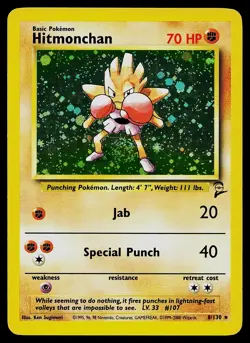 Pokemon Card - Hitmonchan Base Set 2 8/130 Holo Rare - Image 1