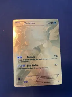 Pokemon Zekrom Gold Full Art Secret Rare Holo Card 115/113 Legendary Treasures - Image 1