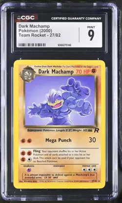 CGC 9 MINT Dark Machamp 2000 Team Rocket 27/82 Pokemon Card - Image 1