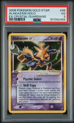 Alakazam 2006 Gold Star Pokemon Card 99/100 EX Crystal Guardians PSA 3 - Image 5