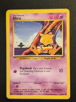ERROR Jet Plane ✈ Abra - Base Set 43/102 Pokemon Card Misprint - Rare MP - Image 1