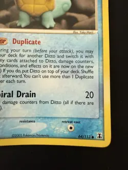 Ditto as Squirtle 64/113 EX Delta Species Pokemon Card 2005 LP / NM Read! - Image 2