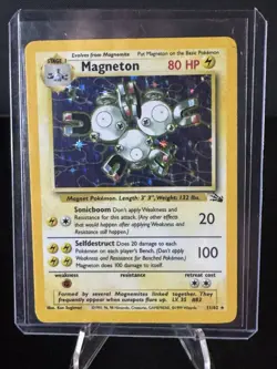 Pokemon TCG Magneton Fossil Holo Rare Card 11/62 - Image 1