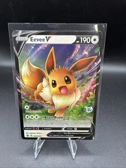 💥 Pokemon Eevee V SWSH: Sword & Shield Promo Holo SWSH065 HP190 TCG - Image 1
