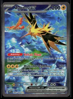 Zapdos ex 202/165 151 Special Illustration Rare Pokemon - Image 1