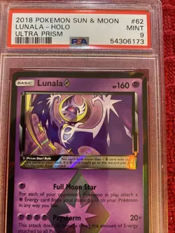 Pokemon Lunala Ultra Prism Holo Rare #62 PSA 9 Mint - Image 2