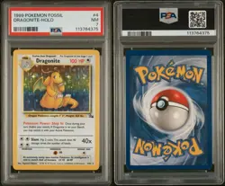1999 Pokemon Fossil Set Dragonite Holo Rare Card 4/62 PSA 7 Near Mint - Image 1