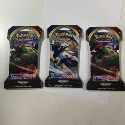 3x Pokemon TCG Sword & Shield Base Set SEALED Blister Booster Packs new - Image 1