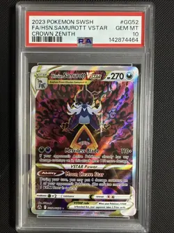 2023 Pokemon Crown Zenith # GG52 Full Art Hisuian Samurott VSTAR PSA 10 GEM MINT - Image 1