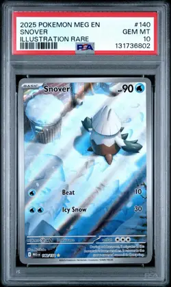 Pokemon TCG 2025 Snover 140/132 ME01 Illustration Rare Holo PSA 10 - Image 2