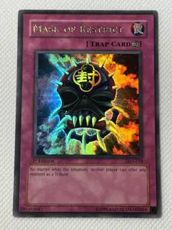 Yugioh Mask of Restrict 1st Edition LON-018 Ultra Rare NM - Image 1