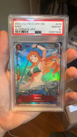 2022 One Piece OP01 EN Alternate Art #016 Nami Pre-Errata PSA 10 GEM MINT - Image 1