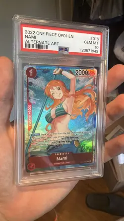 2022 One Piece OP01 EN Alternate Art #016 Nami Pre-Errata PSA 10 GEM MINT - Image 2
