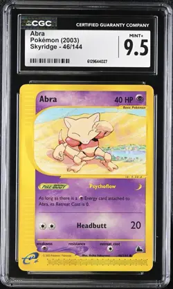 CGC 9.5 MINT + Abra 46/144 Skyridge Vintage WOTC 2003 Pokemon Card - Image 1