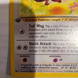 1st Edition Eevee 51/64 Jungle Set Rare Vintage 1999 Pokemon Card - NM - Image 4