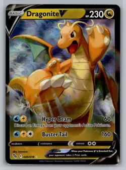 Pokemon TCG Dragonite v Full Art Holo Ultra Rare Card 049/078 Mint Condition - Image 1