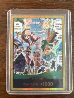 DON!! Card Egghead Gold Foil The Azure Sea's Seven One Piece SP Your turn +1000 - Image 1