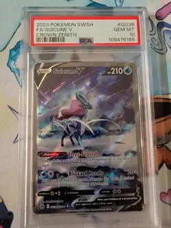 2023 Suicune v SWSH Crown Zenith Galarian Gallery GG38 Full Art Card PSA 10 - Image 1