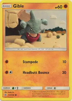 Pokemon Gible - 112/236 - Common NM-Mint Unified Minds - Image 1