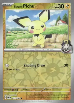 Ethan's Pichu 071/182 Common Destined Rivals Pokemon Reverse Holo Near Mint - Image 1