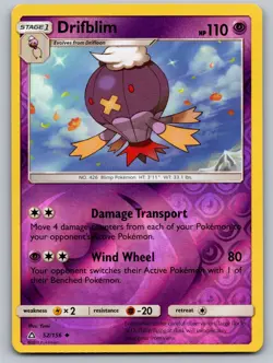 Drifblim 52/156 Uncommon Ultra Prism Pokemon Reverse Holo Near Mint - Image 1