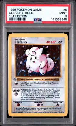 1999 POKEMON BASE SET 1ST EDITION #5 CLEFAIRY-HOLO PSA 9 - Image 1