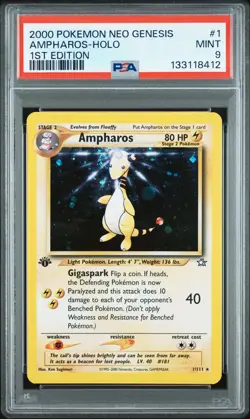Ampharos Holo 1/111 Neo Genesis 1st Edition Pokemon PSA 9 *412 - Image 1
