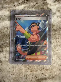 Pokemon Judge Trainer-Supporter 222/182 Destined Rivals Full Art Ultra Rare Holo - Image 1