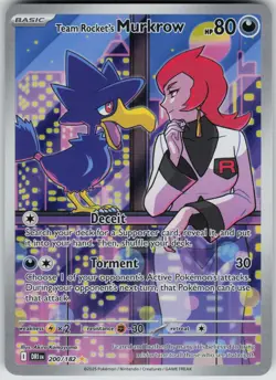 Team Rocket's Murkrow 200/182 Illustration Rare Destined Rivals Pokemon NM - Image 1