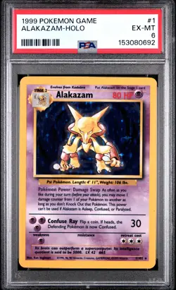 1999 POKEMON BASE SET UNLIMITED #1 ALAKAZAM-HOLO PSA 6 - Image 1