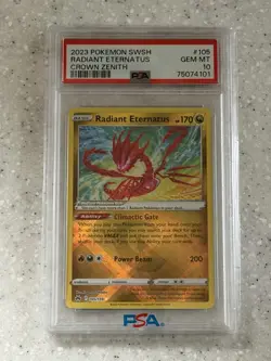 POKEMON 2023 Crown Zenith RADIANT ETERNATUS #105 PSA 10 Gem Mint RARE - Image 1