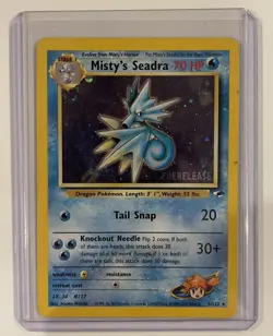 Pokemon TCG Misty's Seadra Holo Rare Gym Heroes Prerelease 9/132 BU - Image 1