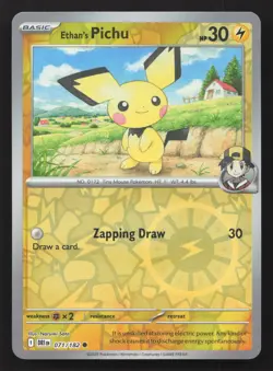 Pokemon Ethan's Pichu 071/182 Reverse Holo Common SV10: Destined Rivals NM - Image 1