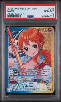 2025 One Piece OP11 Nami #041 Alternate Art PSA 10 GEM MINT English - Image 1