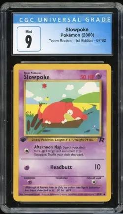 Pokemon Team Rocket 1st Edition 67/82 Slowpoke Graded CGC 9 - Image 1