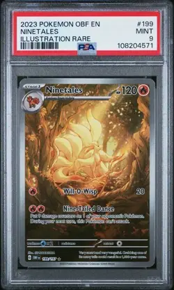 Pokemon TCG Ninetales 199/197 Obsidian Flames Illustration Rare PSA 9 - Image 1