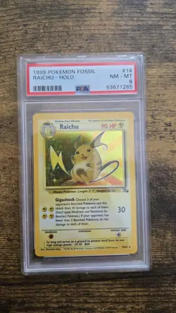VINTAGE HOLO Pokemon TCG Raichu Fossil 14/62 Rare PSA 8 NM-MT - Image 1
