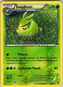Swadloon 6/119 Uncommon Phantom Forces Pokemon Reverse Holo Lightly Played - Image 1