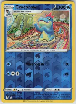 Croconaw 056/264 Uncommon Fusion Strike Pokemon Reverse Holo Lightly Played - Image 1