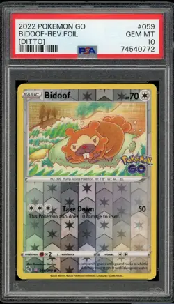 2022 Pokemon GO Bidoof (Ditto) Reverse Foil 059/078 Graded PSA 10 - Image 1