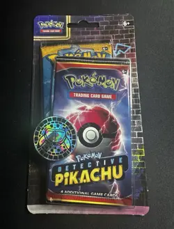 Pokemon TCG Detective Pikachu Checklane Hanging Blister Pack Sun & Moon + Coin - Image 1