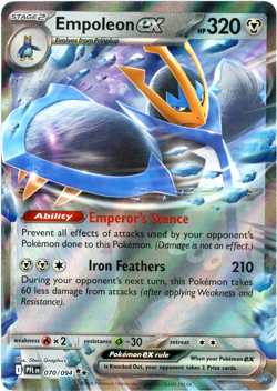 Empoleon ex - 070/094 - Double Rare - Phantasmal Flames PFL ME02 Pokemon NM/M - Image 1