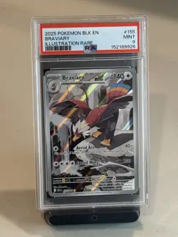 2025 Pokemon BLK EN-Black Bolt Illustration Rare #155 Braviary PSA 9 - Image 1